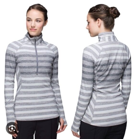 lululemon athletica Heather Gray Striped Track Jacket - Picture 2 of 6